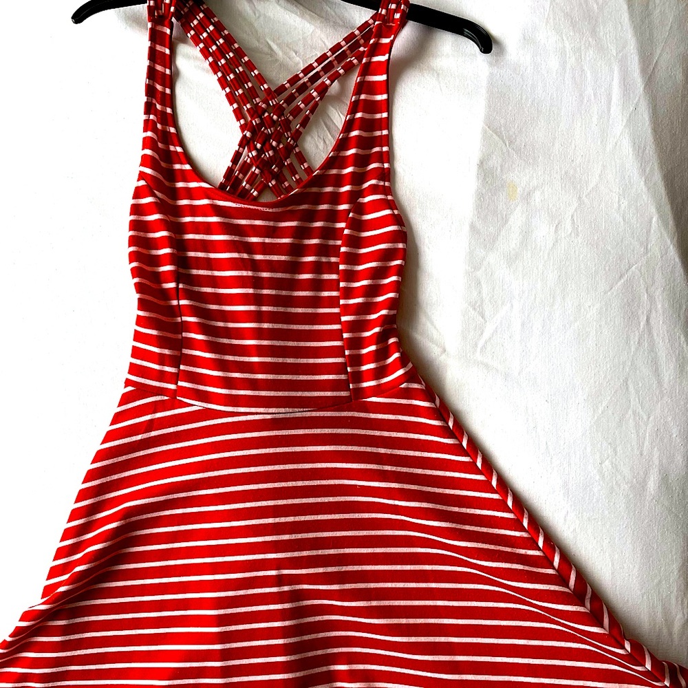 Red and white stripe dress